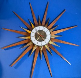 Lot 73- MCM Mod Century Vintage Starburst Wall Clock - Untested