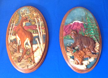 Lot 508BB - Ceramic Woodland Wildlife Plaques Pottery Bears