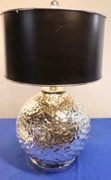 Lot 511- Illuminada 3-way Mercury Glass Electric 3-way Table Lamp With Black Metal Drum Shade