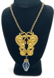 Lot 27- Victorian Necklace With Dangling Blue Crystal - Stunning!