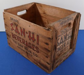 Lot 130-advertising  Wood Crate - San Hi Co. Ginger Ale Wooden Beverage Bottle Box