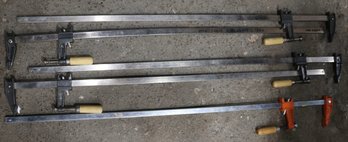 Lot 6 - 5 Long Metal Bar Clamps 39.5 Inches For Wood Workers Woodworking Workshop