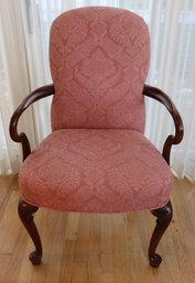 Lot 425- Ethan Allen 1992 Pink Queen Anne Arm Chair