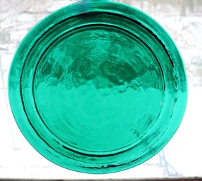 Lot 123- Heavy & Thick Green Glass Serving Plate Platter - 11 INCHES