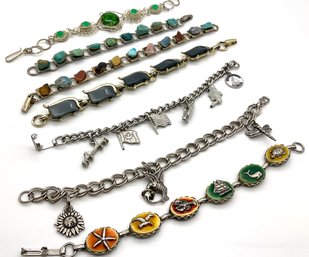 Lot 33- NICE! Costume Vintage Bracelet Lot Sea Creatures Charm 7 Pieces