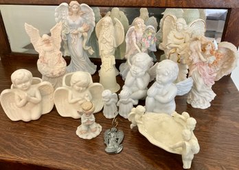 Lot 84- Fabulous Angel Collection - Ceramic Bisque Planters Figurines Cherubs Lot Of 16