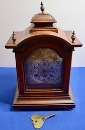 Lot 408- German Wooden Mantle Clock - Key - Pendulum