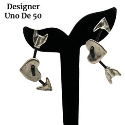 Lot 40- Costume Designer Uno De 50 Heart And Arrow Earrings