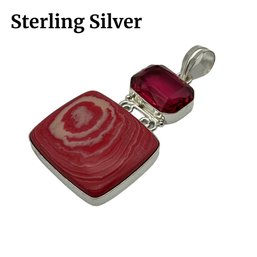 Lot 42- Sterling Silver Pendant With Pink Agate