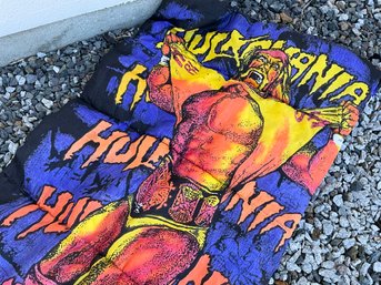 Lot 562- Hulk Hogan Childs Sleeping Bag & 2 Macho Man Randy Savage Banners - Lot Of 3