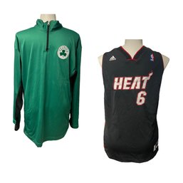 Lot 44 - Celtics Quarter Zip Long Sleeve And Heat James Sleeveless Jersey NBA- 2