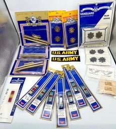 Lot 375SUN- New Old Stock US Military Lot - 24K Gold Electroplate Army Pins Ribbons - Vanguard - Patches