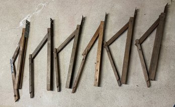 Lot 362- 6 Vintage Wooden Staging Adjustable Brackets Used For Roofing - VERY Old - Good For Display