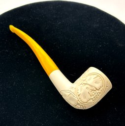 Lot 383SUN- 1960s New Meerschaum Hand Carved Tobacco Pipe