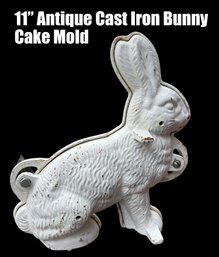 Lot 500SES - Easter Bunny Rabbit - Heavy Antique White Enamel Cast Iron Cake Mold