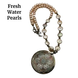 Lot 70- Fresh Water Pearl Necklace With Mother Of Pearl Pendant