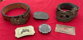 Lot 500 - 1970s  Belt Buckles - Belts - United Firefighters, America Heros, Born To Ride - Mens