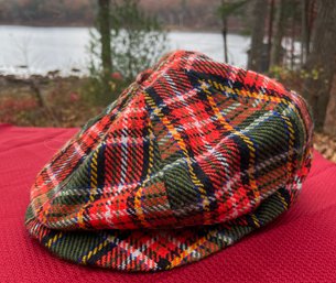 Lot 514 - 1960s Cabbie Newsboy Hat Red Plaid Tartan Union Made - Adult 7