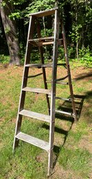 Lot 389SHED - Brown Wood Painters Step Ladder - 6 Foot