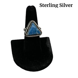 Lot 78- Sterling Silver Triangle Navajo Blue Sodalite Ring Size 6 1/2