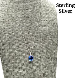 Lot 80- Sterling Silver Italy Chain With Blue/purple Pendant