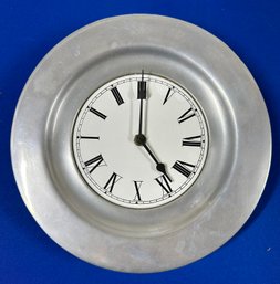 Lot 398 - Pewter Wall Clock With Metal Face - Made In USA - Battery Operated
