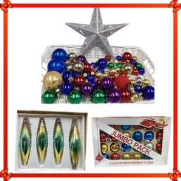 Lot 116SES- WOW! Vintage West Germany Tree Ornaments -Silver Sparkle Star - 88 - Christmas Decor