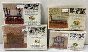 Lot 33RR - NEW Vintage Sealed The House Of Miniatures Furniture Kits Lot Of 4 - Chippendale - Day Bed Sideboar