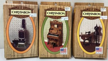 Lot 37RR - NEW Vintage Chrysnbon Lot Of 3 Miniature Furniture Kits Dollhouse Kits - Sewing Machine, Mannequin