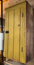 Lot 11- Antique Yellow Wood Wall Cabinet - Solid Piece - Farmhouse Furniture