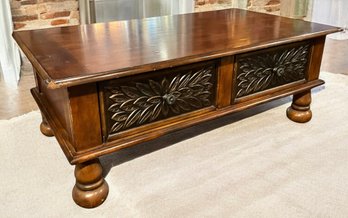 Lot 9- Solid Wood Coffee Table - Big Storage Drawers!