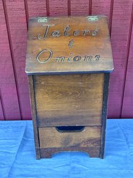 Lot 402 - Taters & Onions Bin - Wood Storage - Knotty Pine Primitive Decor - Potato & Onion Storage