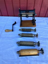 Lot 431- Antique Cast Iron Pasta Maker Comes With 4 Attachments