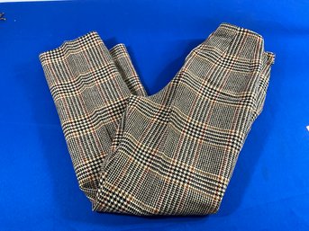 Lot 16- Brown Black Plaid Fall Wool Pants - Lined - Vintage Size 10 - Small