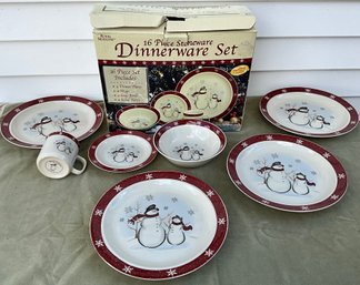 Lot 56TB- Winter Stoneware Dinner Plate Set - Royal Seasons - Settings For 4 Plus Extra Dinner Plates