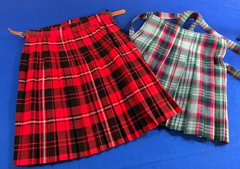 Lot 20- Girls Kilts - Bermuda Plaid & Red Made In England Skirts Size 5 6 7