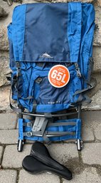 Lot 125 - NEW: High Sierra Hiking Backpack Blue - 65L Regular Fit 16-22 Torso With Bike Seat