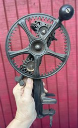 Lot 309  - Late 1800s Reading PA Hardware Co 11 Inch Cast Iron Primitive Hand Crank Antique Apple Peeler