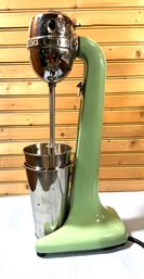 Lot 421- Mid Century Mint Green Hamilton Beach Frappe Milkshake Maker - 2 Containers - FOR DECOR ONLY