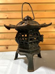 Lot 13- Cast Iron Chinese Lantern Garden Decor- Candle Holder