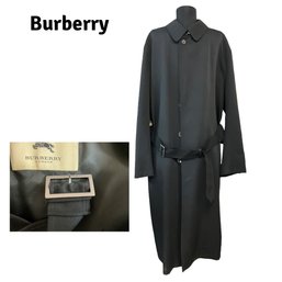 Lot 19- BURBERRY - 100 % Wool Mens Black Trench Coat Large XL