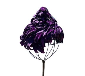 Lot 300SES - 1960s Stunning Vintage Fascinator Purple Faux Feather Womens Hat - Off To The Races!