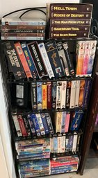 Lot 26- Black Metal Shelf FILLED With VHS Movies And A Few DVDs - Disney And More - Some Factory Sealed