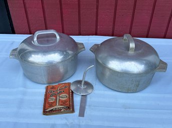 Lot 321 -1930 Art Deco WagnerWare Sidney Magnalite Aluminum Dutch Oven Roasting Pans & Baster In Vintage Box