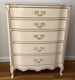 Lot 47- French Provincial Tall Dresser Chest Of 5 Drawers - BRING HELP TO MOVE THIS!