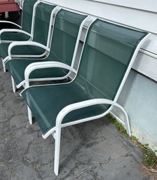 Lot 148G - Outdoor Patio Chairs White Metal And Green- Lightweight