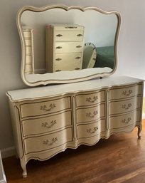 Lot 49- French Provincial Ladies Dresser With Mirror - BRING HELP TO MOVE THIS!