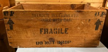 Lot 34- Grass Instrument Co- Railway Express Agency Antique Wood Crate Box - Quincy, Ma Farmhouse Decor