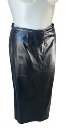 Lot 710NM - Newport News Black Leather Maxi Skirt Women's Size 16 L
