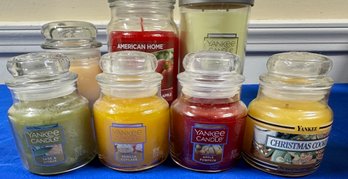 Lot 54 - Candle Lot - 7 Yankee Candles - One Retired Scent! Sage & Citrus - Candle Dishes